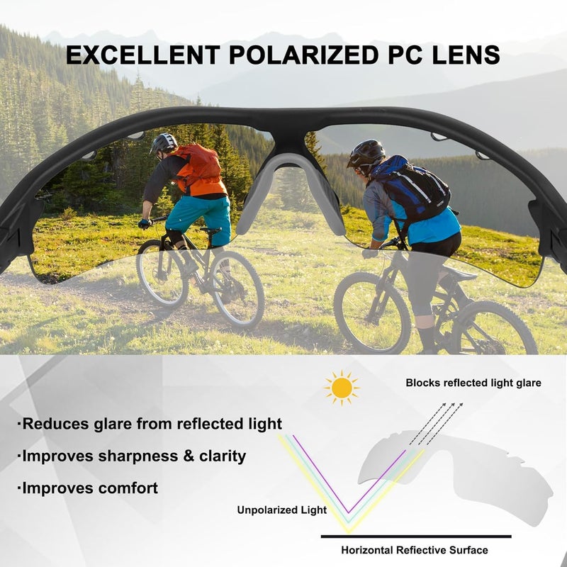 BangLong Polarized Sports Sunglasses Cycling Sun Glasses for Men Women with 5 Interchangeable Lenes for Running Baseball Golf - Image 2